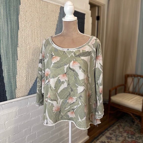 Cato Tropical Floral Raw Hem Sweatshirt - Picture 3 of 10